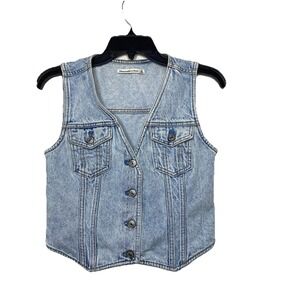 Abercrombie & Fitch Denim Vest XS Light Wash Cropped Button Front Y2K Style